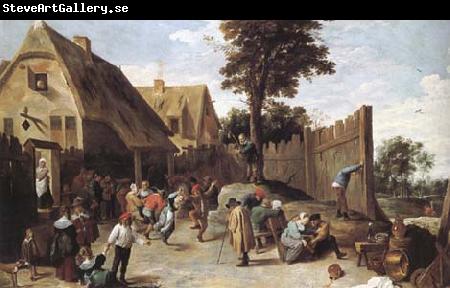 TENIERS, David the Younger Peasants dancing outside an Inn (mk25)